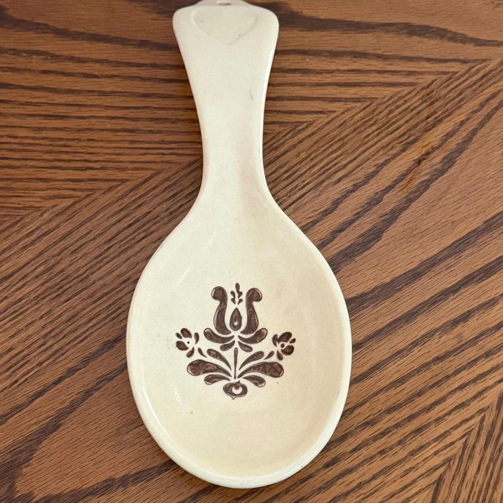 Pfaltzgraff Village Stoneware Spoon Rest 515 Vintage Folk Art USA 70s Heart